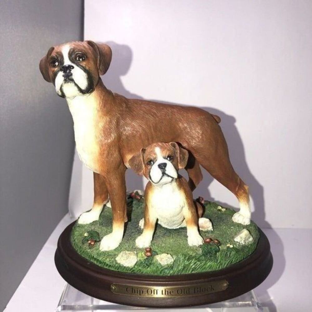 Danbury Mint "Chip Off The Old Block" Boxer Figurine Puppy 6x5
